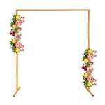 WedDecor Square Shaped Balloon Arch Stand Plants Vine Climbing Metal Frame with Floor Base For Wedding, Birthday, Parties Photo Background Decorations, 200cm x 200cm, Gold