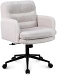 Youhauchair Upholstered Home Office Chair, Faux Cashmere Modern Mid Back Computer Desk Chair with Wheels, Ergonomic, Adjustable Height, Cream