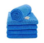 SOFTSPUN Microfiber High Loop Cleaning Cloths, 40x60 cms 5 pcs Towel Set 380 GSM (Sky Blue) Highly Absorbent, Lint and Streak Free, Multi-Purpose Wash Cloth for Kitchen, Window, Silverware.