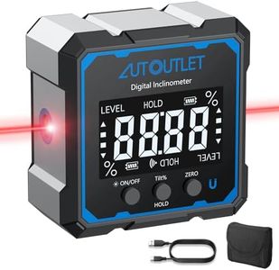 AUTOUTLET Angle Finder with Electronic Laser, 4-Side Magnetic Digital Angle Gauge, Rechargeable Angle Finder with Backlight Display, ±0.1° Accuracy for Tile, Picture Hanging(Black)