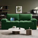 Yaheetech 79" Velvet Living Room Sofa, Modern Recliner Couch with Pocket Coils，Storage Pockets and USB Ports, 2 Seater Comfy Loveseat Sofas with Removable Cover & Pillow Top Arms for Apartment Green