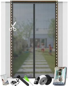 ARCOL Moustiquaire Porte Fenêtre Magnétique 200x230 cm en Maille Robuste - Moustiquaire Porte Découpable dans la Largeur - Moustiquaire Porte Fenêtre Anti-Mouches avec Fermeture à Scratch Noir