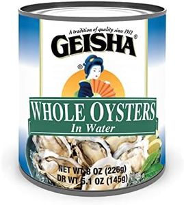 GEISHA Whole Oysters in Water 8oz(Pack of 12), Boiled Oysters| Ready to Eat -Zero Trans Fat - No Sugar Added – Farm Raised – Good Source of Iron – Gluten Free – Excellent Source of Protein
