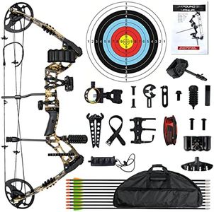 WUXLISTY Compound Bow and Arrow for Adult and Beginner, Hunting Bow Archery Set, Right Hand, 30-70 Lbs Draw Weight, 23.5”-31” Draw Length, 5 Pins Bow Sight with Accessories, Snake Camo Pro