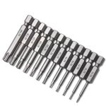 Hugworn 12 Pieces 50mm S2 Security Torx Screwdriver Bit Set Electricians Hex Shank Head Drill Screwdriver Air Bit Tools with Hole 1/4" Shank torx bit setT5 T6 T7 T8 T9 T10 T15 T20 T25 T27 T30 T40