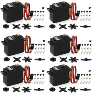 KEAcvise 6-Pack mg995 servo Motor - 13kg high Torque rc servo with Metal Gear, 180° Control Angle for DIY Smart Robot, scx24 servo, agfrc servo, rc Toy car, Model Helicopter and Boat