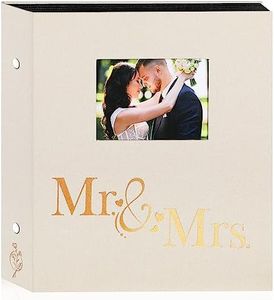 Lanpn Wedding Photo Album 6x4 600 Pocket Photos Slip in, Linen Cover Large Capacity Newlywed Marriage Window Album Hold 600 Portrait Landscape Photos (Mr & Mrs, Beige)