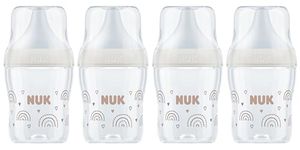 NUK Perfect Match Baby Bottles Set | 0+ Months | Adapts to Baby's Palate | Temperature Control | Anti Colic Vent | 150 ml | BPA-Free | Small Silicone Teat | Rainbow | 4 Count