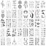 40 Sheets Temporary Tattoos,Waterproof Black Tiny Tattoo Sticker,Girls Boys Body Art Arm Waterproof Tattoo Stickers,for Adult Women Face Body Hand