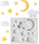 Skytail Moon Star & Cloud Shape Chocolate Mold, Space Sky Fondant Mould for Gummy Candy Cookie Baking Cakes Decorating Cupcake Soap Candle Gumpaste Crystal Epoxy Resin DIY Polymer Clay Silicone Mold