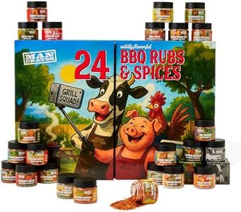 Man Crates Grill Squad BBQ Rubs & Spices – 24 Days of Surprise Seasoning Gift Set with 24 Gourmet Rub & Salt Varieties – Unique Grilling Gift for Men, Dad, BBQ Lovers