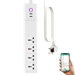 Smart Power Strip 13A WiFi Plug Surge Protector 5Feet Smart Extension Lead Compatible with Alexa and Googglee-Assistant, Support Voice/APP Control, Timing Schedule, Overload Protection