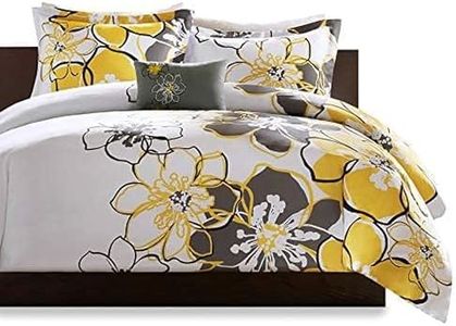 Mizone Allison 4 Piece Duvet Cover Set, Yellow, Full/Queen