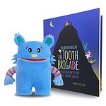 The Tooth Brigade Book and Blue Monster Tooth Fairy Pillow Bundle, Interactive Set Includes 8" Plush Toy with Lost Tooth Pocket and Adventures of The Tooth Brigade Hardcover Book
