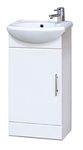 Nuie NVS100 Mayford | Modern Bathroom Floor Standing 1 Door Cloakroom Vanity Unit with 1 Tap Hole Basin, 420mm x 780mm, Gloss White, 420mm290mm, Set of 2 Pieces