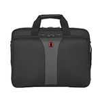 Wenger Legacy 16 briefcase, laptop case with shoulder strap, notebook up to 16 inches, 15 L, for men and women, office, business, uni or school, black/gray, 600648