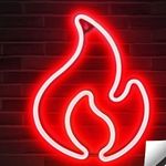 Party Planet Flame Neon Sign,Flame Neon Light With Powered Adapter,Flame Led Light Sign For Wall Decor,Hanging Flame Shaped Light,Fire Neon Lights For Bedroom,Gaming Room Setup (8 X 12") (Warm White)