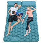 Outak Double Air Mattress with Built-in Pump Self Inflating Sleeping Pad for Camping 10cm Thick Portable Bed Inflatable Mat for Hiking Backpacking (Teal+Gray)