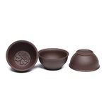 SILINE 3 PCS Zisha Gongfu Teacup,2.2 Oz Chinese Yixing Purple Clay Tea Cup for Brew Kung Fu Tea,Used with the Teapot