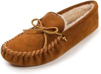 Minnetonka Men's Pile Lined Soft Leather Sole, Brown, 8 M US