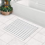 Eurotex Non-Slip Plastic Shower Bath Mat with Multiple Use Non Suction Cup Shower Mats for Bathroom Anti Slip Great for Walk in Showers Kitchens Laundry Room Indoor Outdoor, White, Set of 1