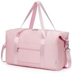 Narwey Travel Duffle Bags for Women, Weekender Sports Gym Tote Bags for Women, Personal Item Travel Bag Airplane, Overnight Hospital Shoulder Bag, Carry on Luggage with Trolley Sleeve (Pink)