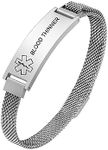 VNOX Blood Thinner Bracelets for Women - Medical Alert Bracelet for Men Women Patients Stainless Steel Engraved Diabetes Accessories Medic Emergency Wristband, Mens Life Alert Bracelet Id Jewelry