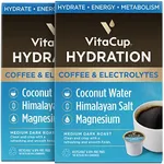 VitaCup Hydration Coffee Pods, Coffee That Hydrates You w/Electrolytes, Coconut Water, Pink Himalayan Salt, Magnesium, Medium Roast, Single Serve Pod compatible with Keurig K-Cup Brewers, 36Ct