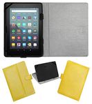 Acm Leather Flip Flap Case Compatible with Kindle Fire 7 2019 Tablet Cover Stand Yellow