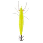 Lifelike 3D Eyes Shrimp Squid Jigs Fishing Hooks Yellow Luminous Shrimp Baits 9.5cm