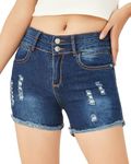 PHOENISING Women's Comfy Stretchy Fabric Denim Shorts Curvy Regular Fit Jeans, Size 6-20 Light Blue