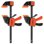 150mm Ratchet Bar Clamp Set, 2 Pack - 285mm Spreader Quick Release One-Handed Clamps for Woodwork