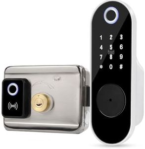 FTes RFKits Cerradura de Puerta con Huella Digital,Cerradura de Teclado sin Llave con Entrada de Llave, Contraseña Anti-Excavación,Cerradura Antirrobo Inteligente