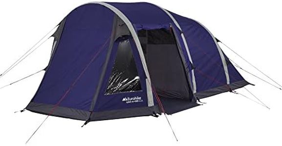 Eurohike Rydal 400 Air Tent for 4 People with Porch and Living Area, 4 Man, Inflatable, Easy to Pitch, Tunnel, Sewn In Groundsheet, Family Camping, Festivals, Weekend Trips, 2000mm HH, Blue