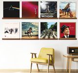 LE-BAND Record Shelves Set of 8 - Vinyl Shelf - Records Display - Record Frame Ledge - Lp Albums Storage Wall Mount - Album Holder Organizer and Stand Vintage Decor - Pine Wood (Brown)