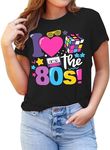 MEESHEEP 80s T Shirts for Women I Love The 80s Shirt Short Sleeve Retro Fancy Dress Party Tops Black