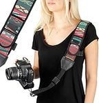 USA Gear DSLR Camera Strap with Adjustable Shoulder Sling in Neoprene, Accessory Pocket and Quick Release Safety - Compatible with Canon, Fujifilm, Nikon, Olympus, Panasonic, Pentax, Sony, etc - Aztec