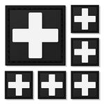 POWNEW Medical Cross Patch, Tactical First Aid Med Patches Velcro Perfect for IFAK Trauma Pouch, EMT, EMS, EDC Bag - 6 Pcs