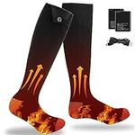 Heated Socks for Men＆Women, Rechargeable Electric Heated Socks Winter Upgraded 5V 6000mAh Battery Powered Heating Socks for Cold Weather Outdoor Sports Camping Hunting Hiking Skiing Riding (Black L)