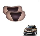 KOZDIKO Car Beige Brown Neck Rest Cushion Pillow Set of 2 Pcs for Renault Duster