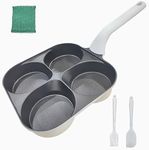 Foorey Home Egg Pan Upgraded Titanium Coating 4-Cup Nonstick Fried Egg Omelette Pan with Ergonomic Handle Breakfast Skillet Pancake Gas Stove and Induction Compatible Ideal for Mother's Day (1, White)
