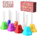 Hand Bells, 8 Note Musical Handbells Set with 17 Songbook Musical Toy Percussion Instrument for Toddlers Children Kids for Children's Day Family Activity School and Church (Classic Edition)