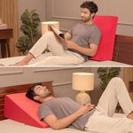 UrbanBed Orthopaedic Wedge Pillow with Memory Foam for Back Support, Acid Reflux, Pregnancy, GERD, Leg Elevation Bed Wedge Cushion with Machine Washable Cover in Large Size (24"x20"x9") Cherry Velvet