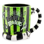 Silver Buffalo WBH2213D Beetlejuice Stripes and Names Boxed Ceramic 3D Sculpted Mug, Green/Black