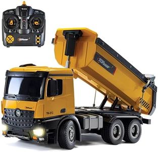 Top Race Remote Control Dump Truck Toy - 1:14 Scale Heavy-Duty Construction Vehicle with 7 lb Load Capacity, Strong Engines and Rubber Tires - RC Dump Truck for Kids - Realistic Construction Fun