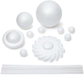 22 Piece 3D Solar System Model Kit for Crafts, Outer Space Science Projects, White Polystyrene Foam Balls for Painting and Coloring, Spheres and Dowels Included