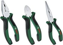 Bosch Pliers Set 3-Piece (3x High-Quality, Precise, Long-Lasting Combination, Diagonal Side Cutter and Long-Nose Pliers for Robust Multitasking; Ergonomic; Matt Chrome-Nickel-Plated) - Amazon Edition