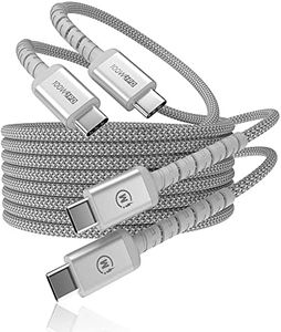 imuto USB C to USB C Cable (6.6ft, 2-Pack) 100W Fast Charging Cable Braided for iPhone 15/15Pro/15Plus/15ProMax MacBook Pro 2020,iPad Pro 2020, iPad Air 4,Samsung Galaxy S23+/S23 Ultra (Sliver)