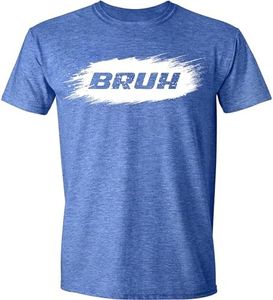 Bruh Meme Funny Saying Brother Greeting T-Shirt Sarcastic Teens Boys Men T Shirt, Blue Heather, Large