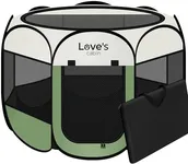 Love's cabin Pet Puppy Dog Playpen, Large Dog Tent Crates Cage Indoor/Outdoor, Portable Playpen for Cat, Foldable Pop Up Dog Kennel Playpen with Carring Case, Removable Zipper Top, Olive Green